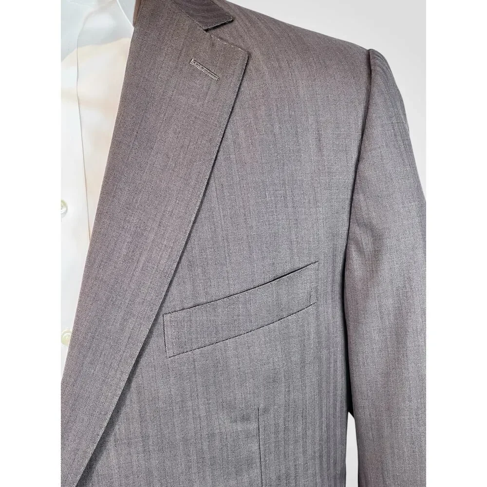 Ermenegildo Zegna Su Misura 48x50L 43x32 ROM Taupe Brown Tonal Stripe Suit